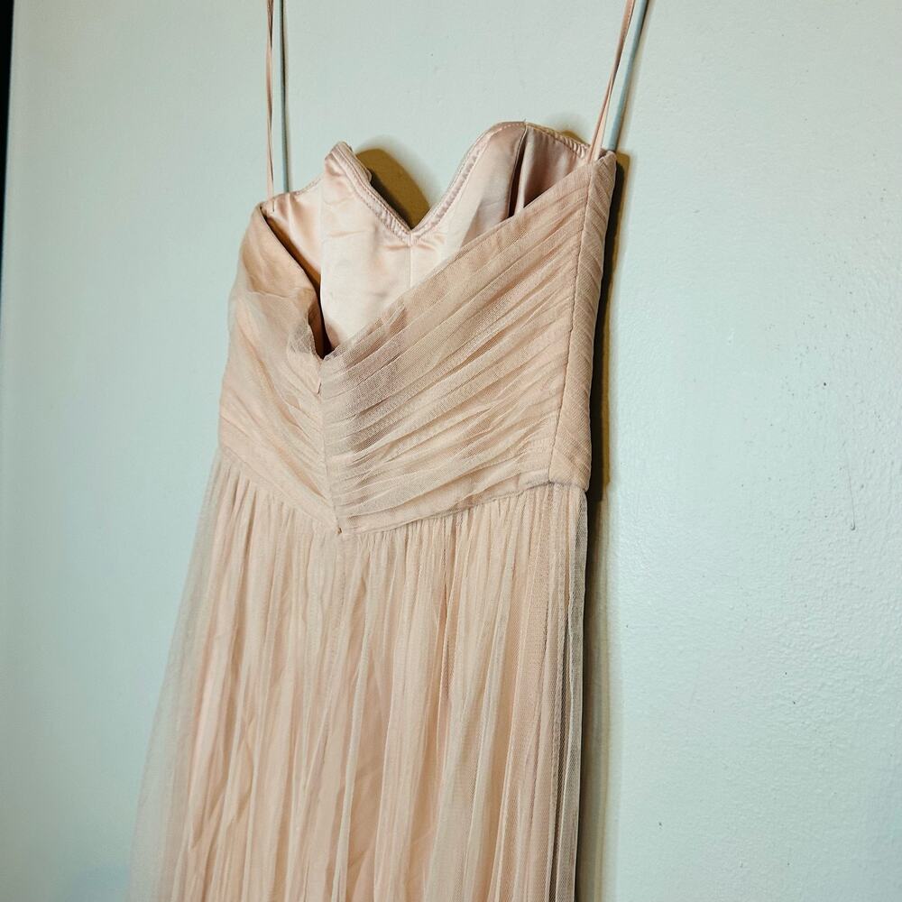AMSALE Women's Blush Pink Sweetheart Neckline Wedding Chiffon Maxi Dress Size 2 - Picture 4 of 12